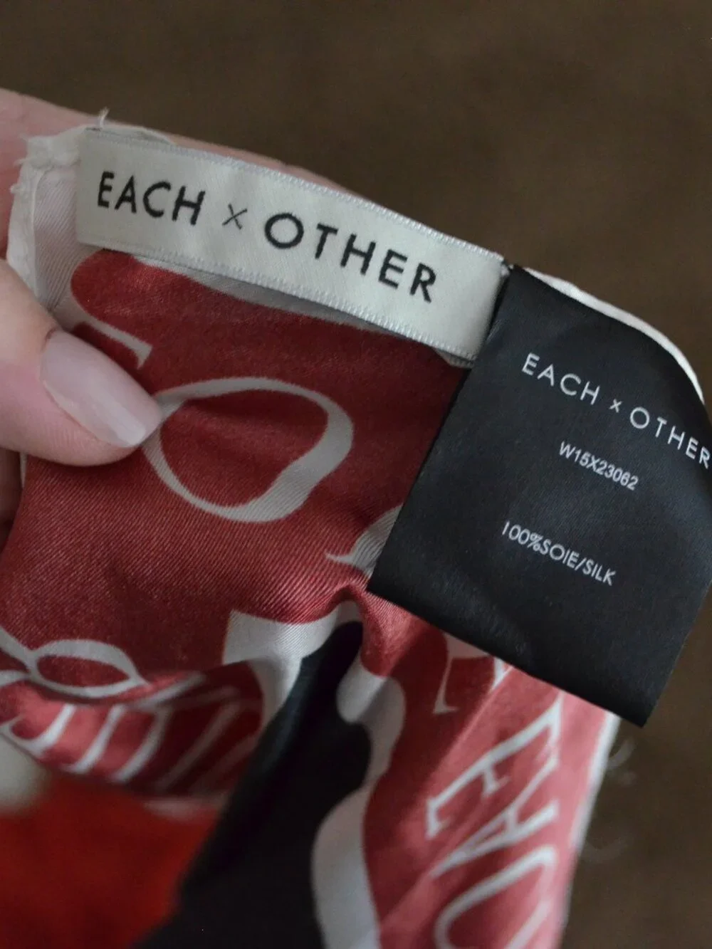 Each x Other Red Black Silk Printed Scarf 47